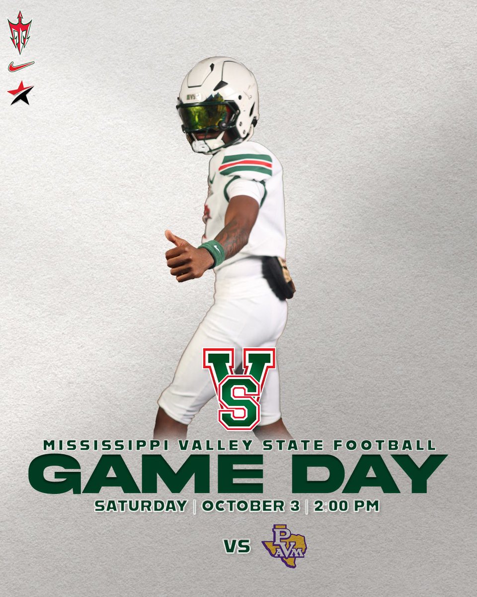 MVSUDevilSports's tweet photo. 🚨GAMEDAY 🚨

🆚: Prairie View A&amp;M 
⏰: 2:00 PM
📍: Itta Bena, Miss 
🏟️: Rice-Totten Stadium 

#ValleyInMotion | #BringTheHEAT | #eleVate https://t.co/deszhwd4yz