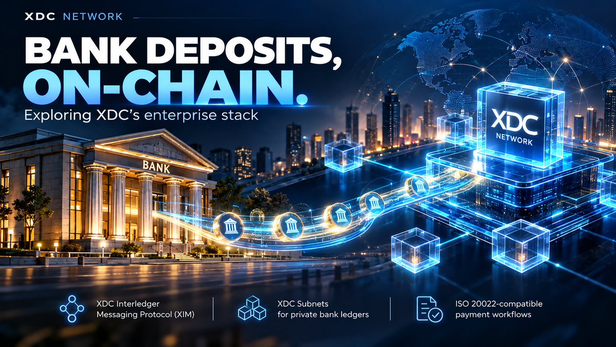 0xSynapse0's tweet photo. Tokenized deposits are bringing traditional banking onto blockchain rails. 

@XDCNetwork is building the infrastructure to connect banks, payments and on-chain finance. 

#XDC #RWA #TradeFi #Blockchain https://t.co/nJHrUdClh7