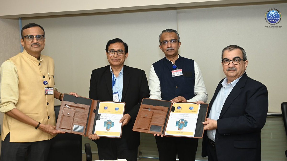 NpcilOfficial's tweet photo. स्वच्छ एवं संवर्धनीय परमाणु ऊर्जा की ओर भारत के बढ़ते कदमों में एक और ऐतिहासिक मील का पत्थर
Another Historic Milestone in India’s Journey towards Clean, Scalable Nuclear Energy

On October 01, 2026, a Detailed Project Report (DPR) for the SMR-55 (Small Modular Reactor) was officially released. This cutting-edge, indigenous technology is proudly co-developed by NPCIL and BARC.

The DPR was officially signed by Shri Raghupati Roy, PD (ART), NPCIL, and Sh. Joe Mohan, Director, RPG, BARC, in the esteemed presence of Shri V. Rajesh, CMD, NPCIL, and Shri Vivek Bhasin, Director, BARC—marking a massive leap forward for our nation's energy security.

As a compact, Pressurised Water Reactor (PWR) based nuclear power plant, the SMR-55 will be a true gamechanger designed to deliver safe, reliable, and uninterrupted clean energy.

SMR-55 key applications envisaged, include electrification of remote and off-grid locations, powering energy-intensive data centres, supporting heavy industrial applications as captive power generating stations and to achieve broader decarbonization goals.

Together, NPCIL and BARC are committed to building a sustainable, resilient, and energy-efficient #AtmanirbharBharat.

#NuclearEnergy #CleanEnergy #GreenInnovation #SMR55 #MakeInIndia #Sustainability #EnergySecurity

@PMOIndia @DrJitendraSingh @DAEIndia @PIB_India