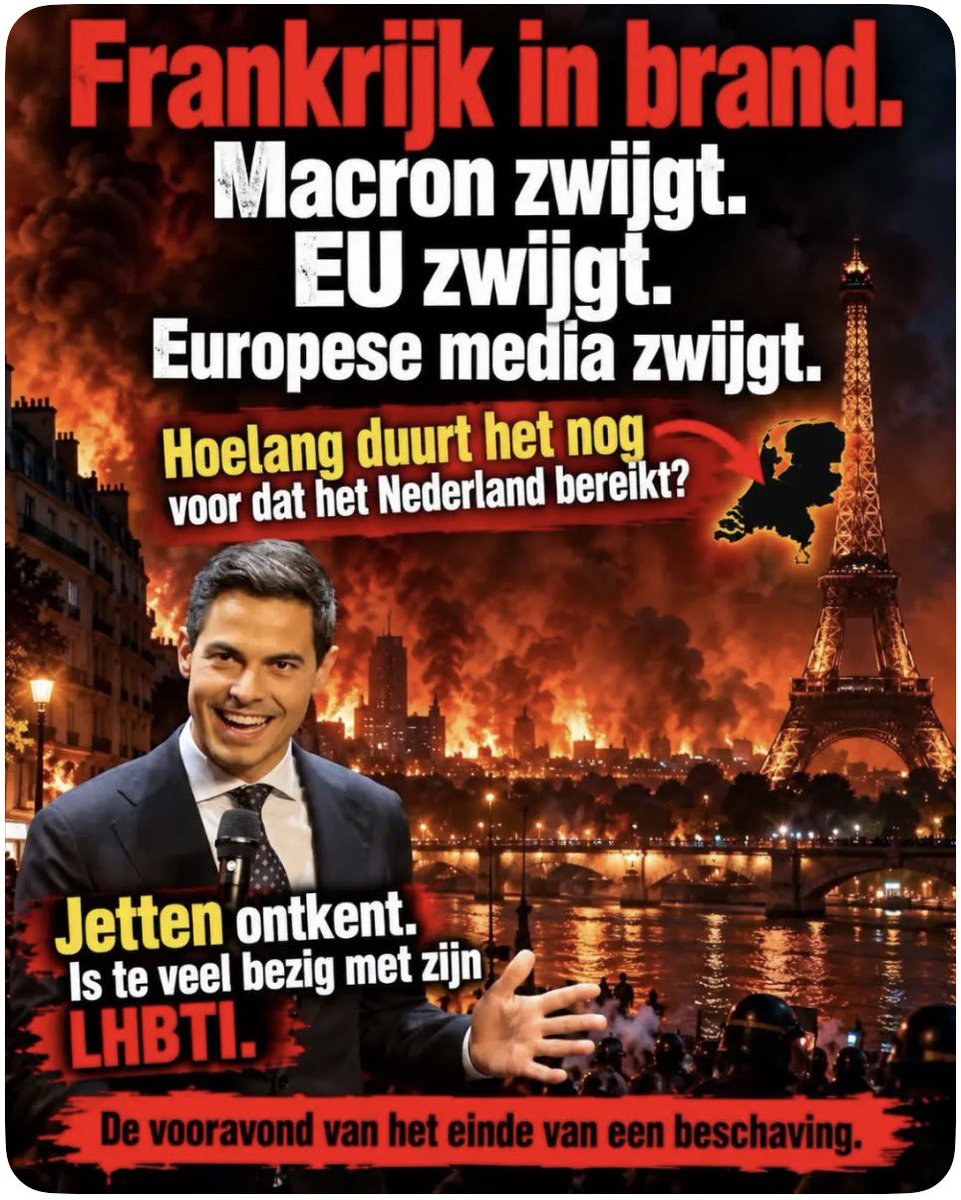 agtmael_mieke's tweet photo. Kan iemand mij uitleggen waarom er niets op de Nederlandse TV of radio te horen of te vinden is over wat er al 3 dagen gaande is in Frankrijk? 

Terwijl dat land letterlijk in brand staat /in brand gestoken wordt, wordt het voor de rest van de wereld verborgen gehouden?? 

Of ben ik de enige die dit niet voorbij heeft zien komen? 
Frankrijk is Europa en een (bijna) buurland!! 

Onbegrijpelijk!!

@D66 @cdavandaag 
@VVD 
@TweedeKamerTwit 
@2eKamertweets 
@MinPres 
@DilanYesilgoz 
@HenriBontenbal 
@fvdemocratie