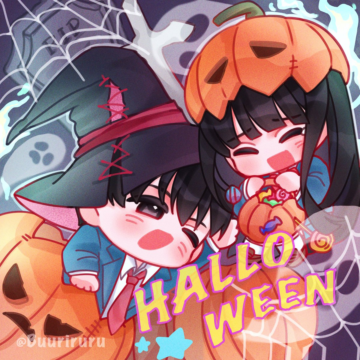 buuriruru's tweet photo. 🎃 Halloween YCH with Kazehaya &amp; Sawako🖤
Anyone wanna be art moots? 🥺
Let’s support each other’s art! 💕
#artmootsㅤㅤㅤ #chibi https://t.co/4P9qwwiFbP