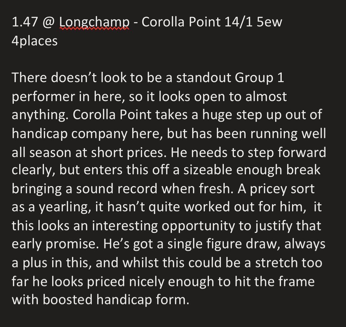 JackpotRod's tweet photo. Four in one tomorrow at Longchamp https://t.co/Z5rN9OMurX