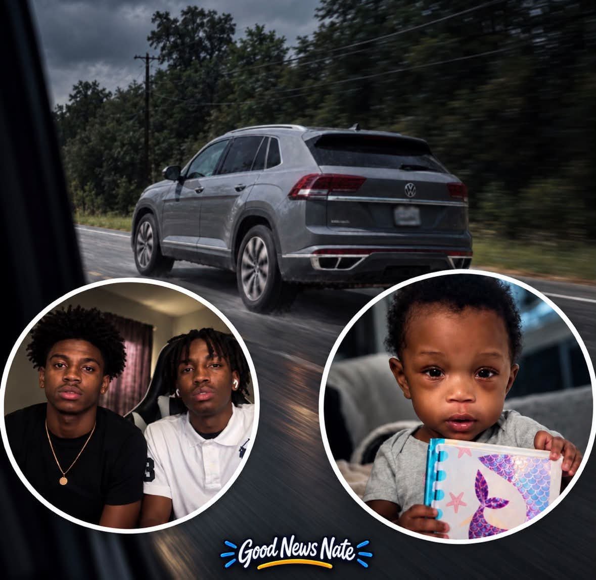 DOGEQEEN's tweet photo. A 1-year-old girl was kidnapped from her home. Hours passed with no sign of where she had been taken.

Then a group of friends saw the exact gray SUV from the AMBER Alert driving right beside them. They checked the license plate, realized it matched, and immediately called police.

But they didn’t just make the call and drive away. They stayed with the SUV, kept it in sight and continued updating police on exactly where it was going.

For mile after mile, they followed the vehicle, knowing that if they lost sight of it, that 1-year-old girl could disappear forever.

Eventually, officers stopped the SUV and found 1-year-old Day-Rene safe and unharmed inside. The driver, 36-year-old Shannon Collins, was arrested and charged with kidnapping. 

Those friends could have made one phone call and kept driving. Instead, they stayed with that SUV until police could get to her.

These are the types of young people the internet should be talking about. Let’s share their story.