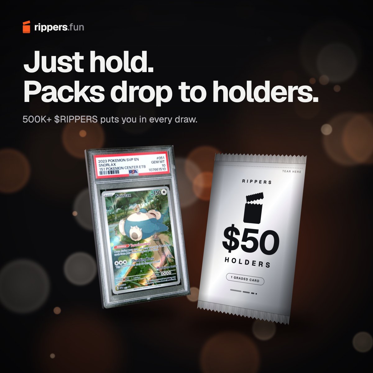 RippersDotFun's tweet photo. don't want to buy tickets? hold 500k $RIPPERS

every $50 in trading fees opens a pack for one random holder, and it keeps going for as long as the token trades https://t.co/fiur8jUS36