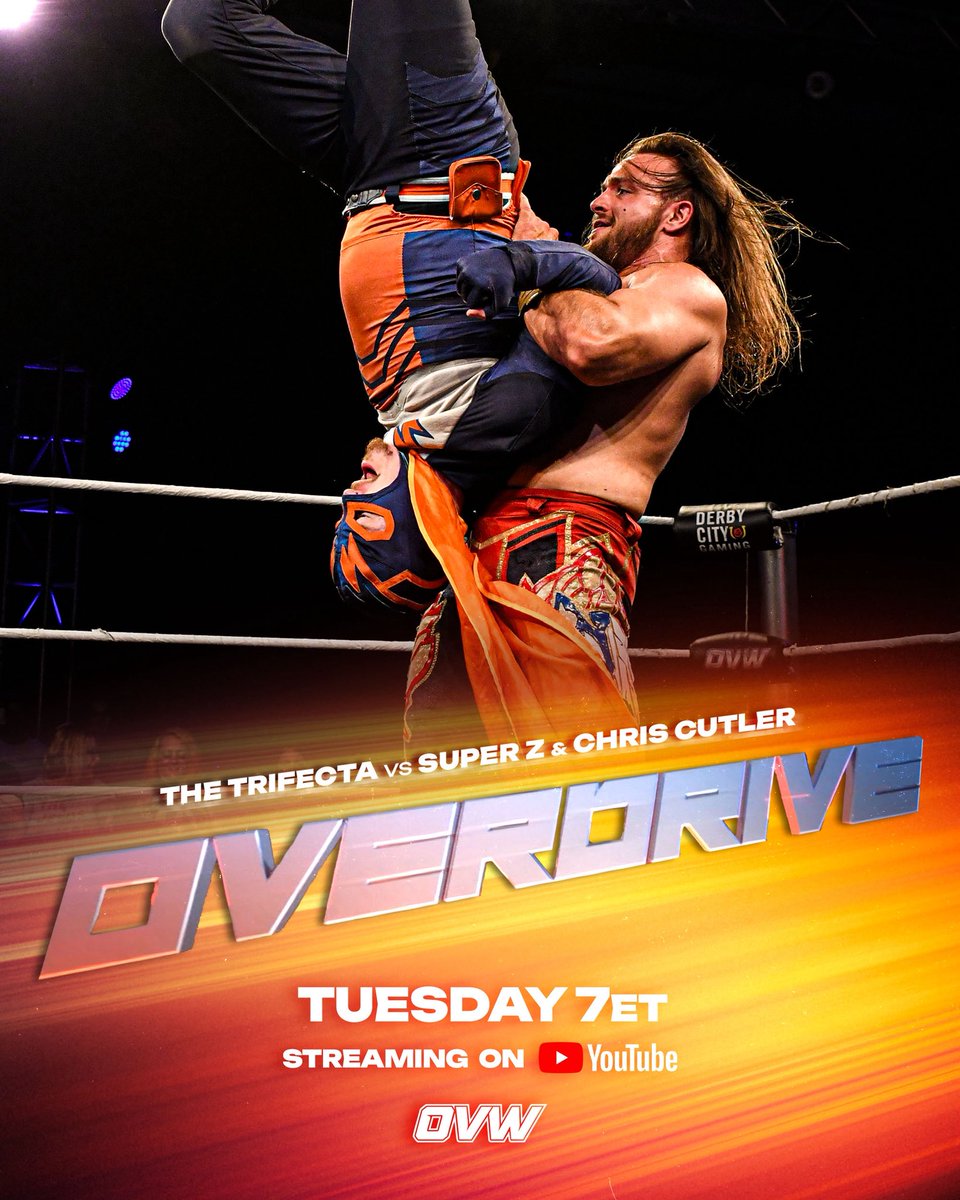 ovwrestling's tweet photo. The card for Overdrive this Tuesday live on YouTube! 

7pm ET https://t.co/Fwzk4TCTAf