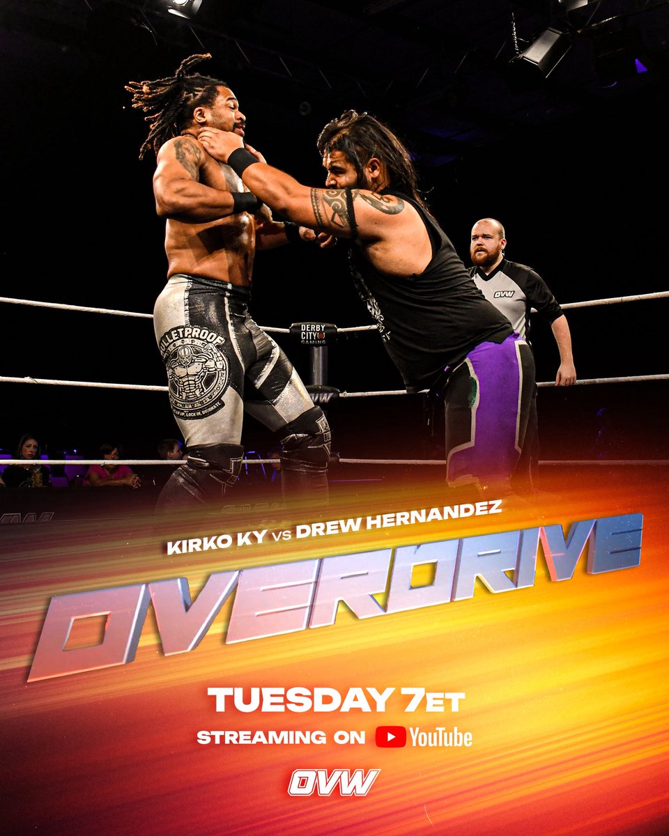 ovwrestling's tweet photo. The card for Overdrive this Tuesday live on YouTube! 

7pm ET https://t.co/Fwzk4TCTAf