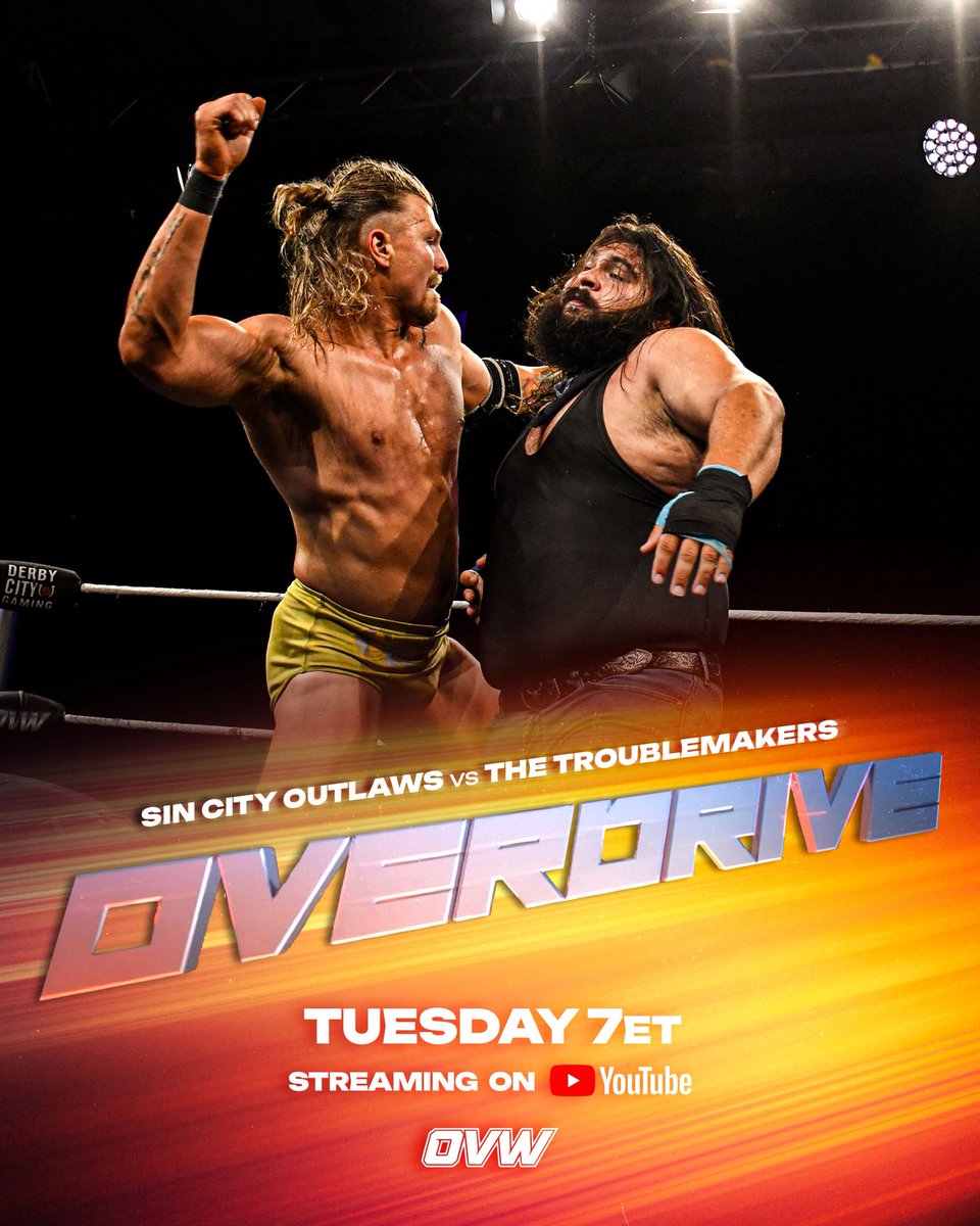 ovwrestling's tweet photo. The card for Overdrive this Tuesday live on YouTube! 

7pm ET https://t.co/Fwzk4TCTAf