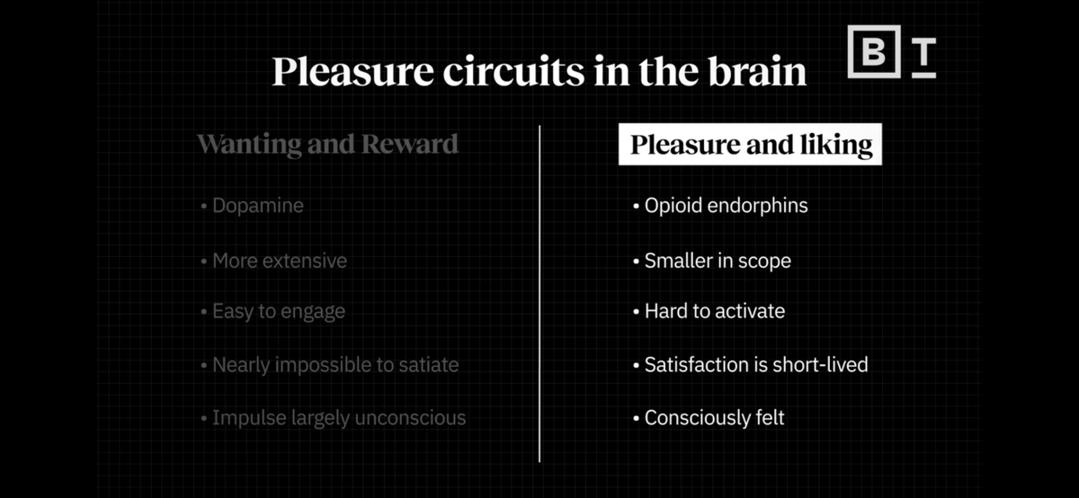archetypework's tweet photo. Your brain runs Stone Age hardware on Screen Age inputs.

That's the thesis of neurologist Richard Cytowic's Your Stone Age Brain in the Screen Age. Best known for his work on synesthesia, Cytowic argues the brain evolved for a prehistoric world and runs on a fixed energy budget. Every ping, tab switch and notification draws from the same account.

Core ideas:

1. Wanting ≠ liking. Dopamine drives wanting: broad, easy to trigger, nearly impossible to satisfy, mostly unconscious. Opioids drive liking: narrower, harder to reach, short-lived, consciously felt. Feeds are built for the first.

2. Separation has a cost. In a study of 40 iPhone users, being unable to answer a ringing phone mid-task raised heart rate and blood pressure, increased anxiety and lowered cognition (Clayton, Leshner & Almond, 2015).

3. The fixes are unglamorous: turn devices off, change their settings, protect sleep, see people, take deliberate breaks.

Full talk: https://t.co/7GpvIX59Z3