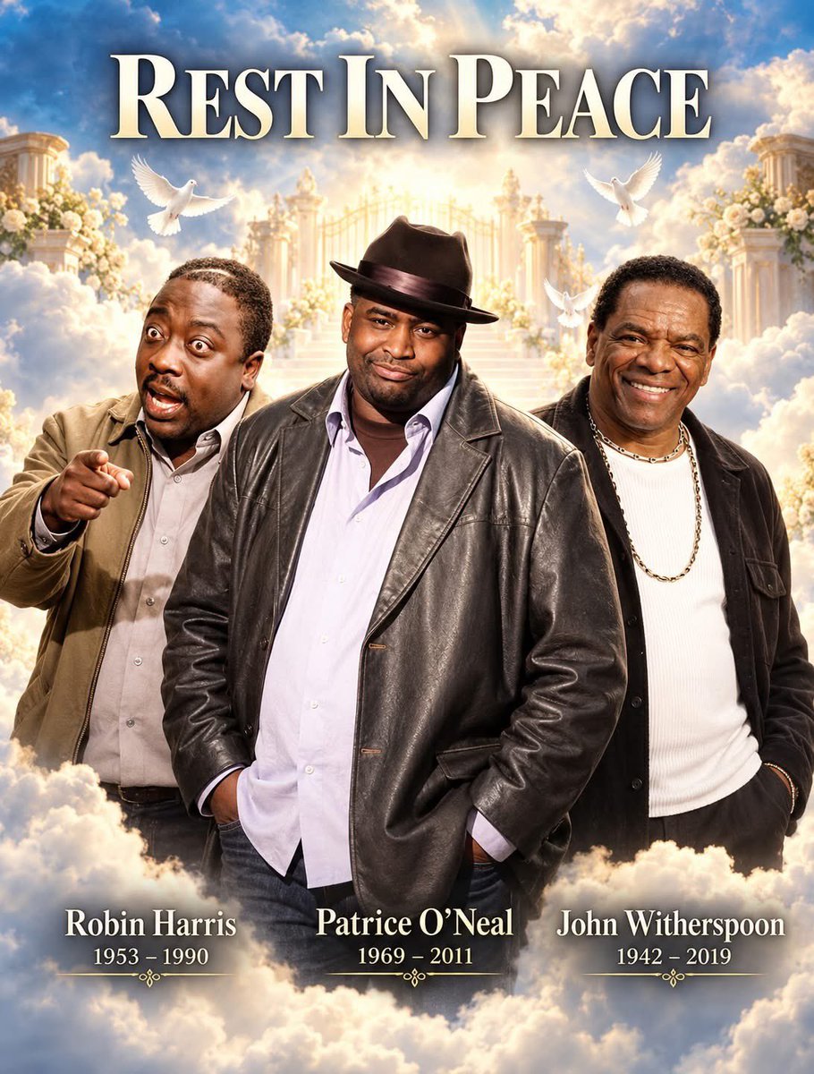 charlesmore25's tweet photo. we remember three unforgettable comedy legends. Robin Harris, Patrice O’Neal, and John Witherspoon.

Rest in peace legends 🕊️ https://t.co/kQj3sX2MpS