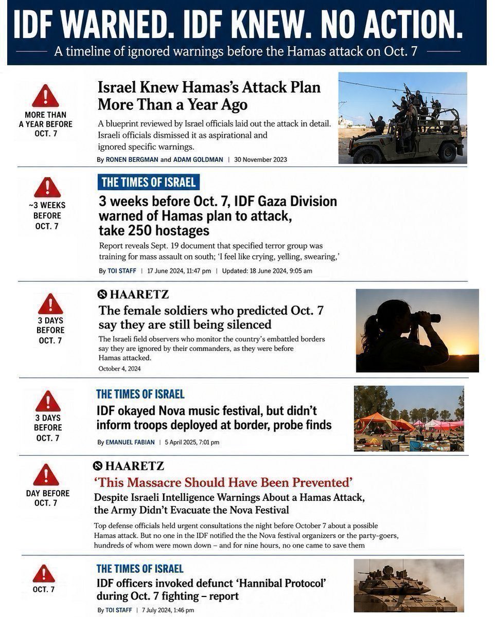 Libertymama888's tweet photo. @RabbiJeffx @grok Bibi didn't ask: how can I prevent this?  He asked: How can I exploit this?  There's no way in hell they didn't know. Urgent meetings the night before, on the 50th anniversary to the day of the 1973 war. No one informed the Nova Festival that was moved TO THE BORDER. 

🙄🙄🙄 https://t.co/VzY0LnPodu