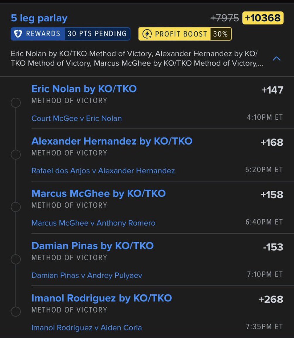Davisparlay's tweet photo. 🔥 5-LEG UFC PARLAY 🔥

🥊 Eric Nolan — By KO/TKO
🥊 Alexander Hernandez — By KO/TKO
🥊 Marcus McGhee — By KO/TKO
🥊 Damian Pinas — By KO/TKO
🥊 Imanol Rodriguez — By KO/TKO

💰 +10368
⚡ 30% Profit Boost

#UFC #UFCParlay #UFCPicks #SportsBetting #Parlay #BettingPicks https://t.co/Nb5UXdR7Iw