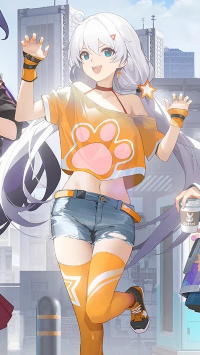 eIioholic's tweet photo. i really love it when kiana is drawn in orange outfits with cat motifs and little cat-themed accessories. she looks so cute https://t.co/gmEnS6d9BM