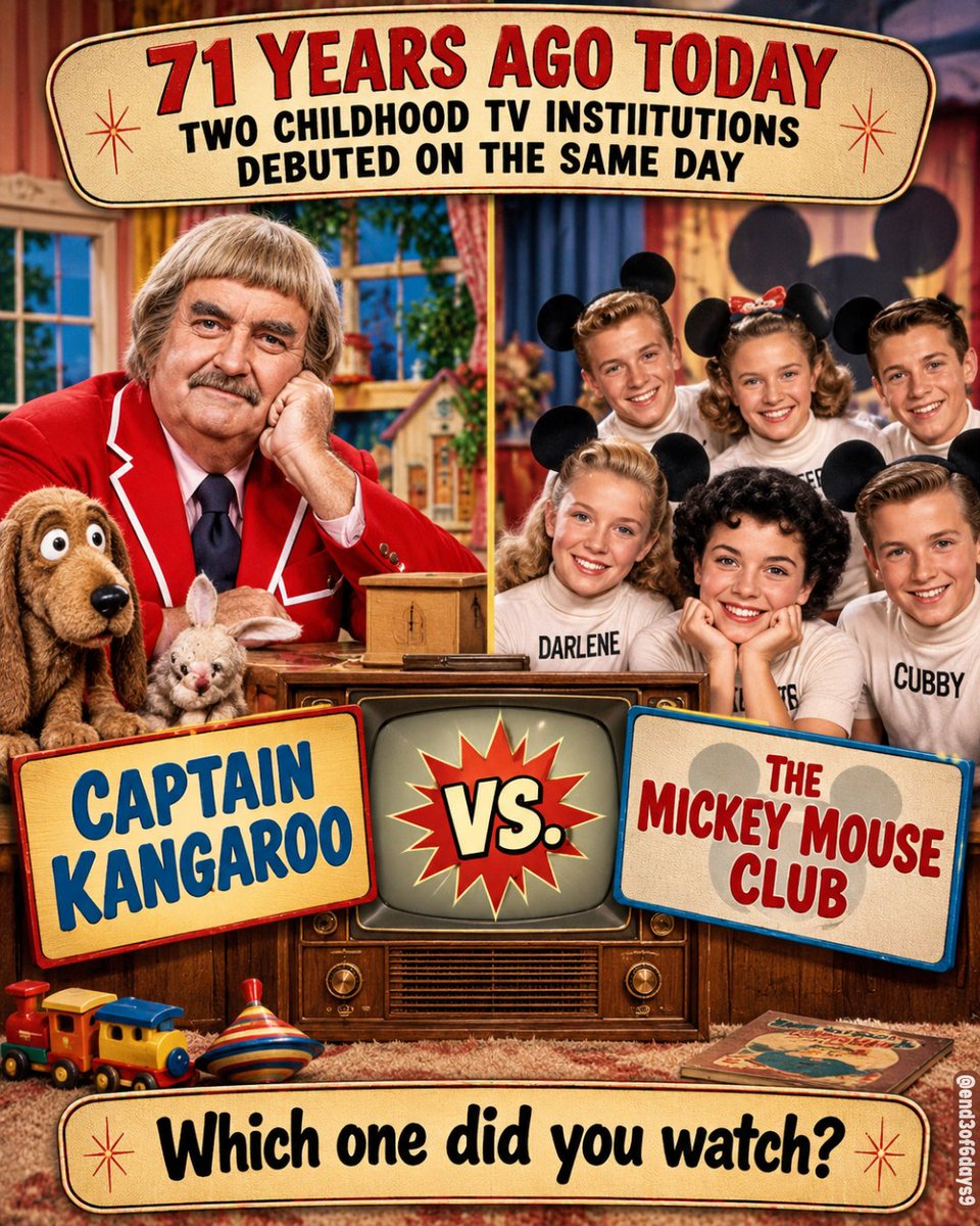 end3of6days9's tweet photo. Talk about choosing sides before we even knew we were choosing sides. 😂

Which one was on in your house — Captain Kangaroo or The Mickey Mouse Club?

I remember watching both ❤️ https://t.co/ae0hivBJ8Y