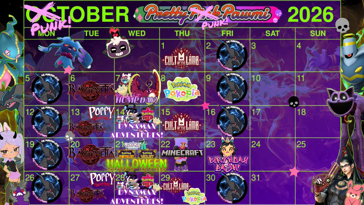 PrettyPinkPawmi's tweet photo. If you missed the PUNKtober Board Meeting, here's the Calendar. You will be seeing more of her!!🎸🎃
https://t.co/BnaP4H6iO0 https://t.co/cAd00p9F4P