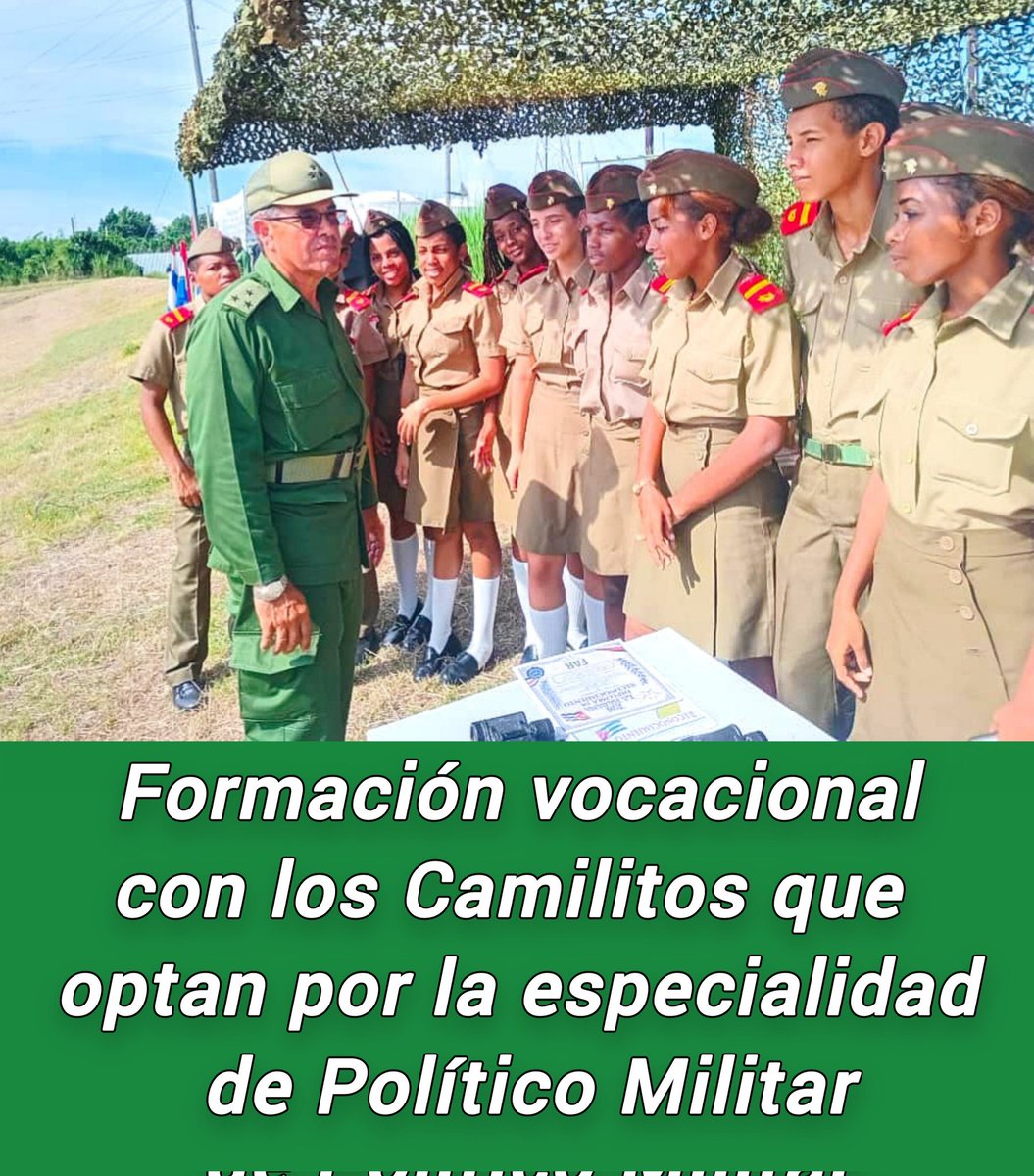 EjtoOccidental's tweet photo. ‼️En la Escuela Militar Camilo Cienfuegos de Capdevila se desarrolló una actividad de formación vocacional con los alumnos que optan por la especialidad de Político Militar.

#FARCuba 🇨🇺 https://t.co/qo9WI8CrL8