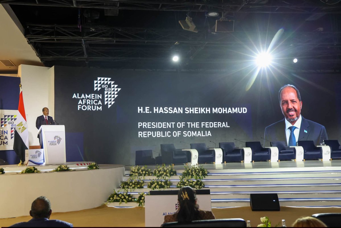 mocisom's tweet photo. H.E. Minister @AmbGamal was honoured to join H.E. President @HassanSMohamud at the Alamein–Africa Business Forum in Egypt, where Somalia’s investment &amp; business opportunities were highlighted, reaffirming 🇸🇴’s commitment to advancing trade,investment &amp; economic ties across Africa https://t.co/UnQviMFeXd