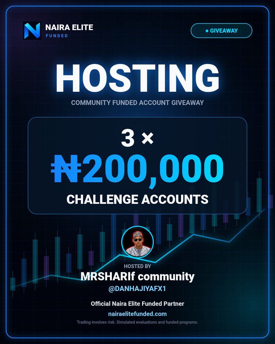 DANHAJIYAFX1's tweet photo. Giveaway alert 🚨 

3X200K @nairaelite funded accounts up for grab

To participate, must follow 
@DANHAJIYAFX1
@nairaelite 

Like and repost 
Tag 2 friends 

Must register here
 https://t.co/roFAFsuEdR

Winners in 3days.
Goodluck guys https://t.co/Io1GMcc9mM