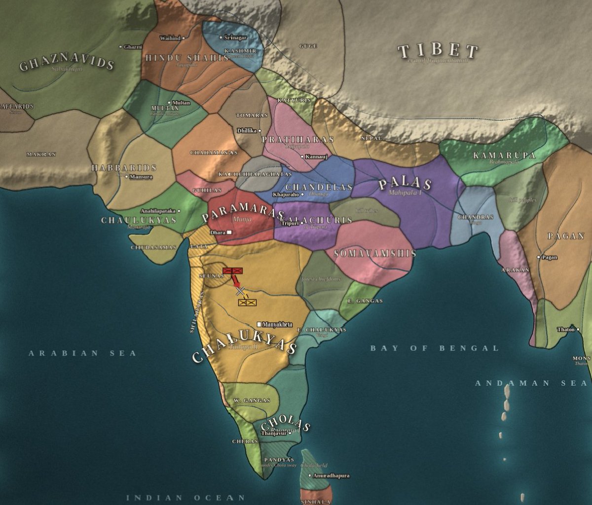 StandardBearerH's tweet photo. India, c. 995 CE

At the close of the first millennium, the subcontinent was divided among dozens of competing kingdoms and dynasties.

Standard Bearer History
#StandardBearerHistory https://t.co/0j6D7t5PSZ
