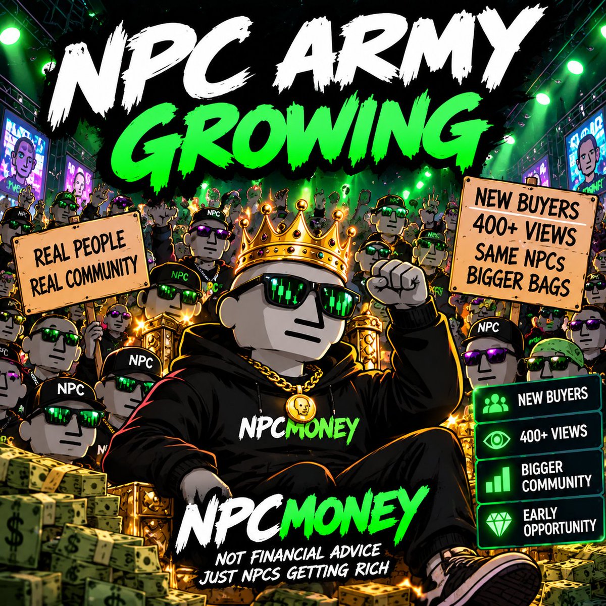 NPCM0NEY's tweet photo. 🚨 THE NPC ARMY IS GROWING 🚨

400+ VIEWS 👀
NEW BUYERS 🟢
MORE NPCs JOINING 🧠
This is what happens when the community starts moving.
No fake hype.
No complicated story.

Just NPCs finding NPCMONEY and bringing more NPCs with them. 😂 https://t.co/r3S4s7V6en