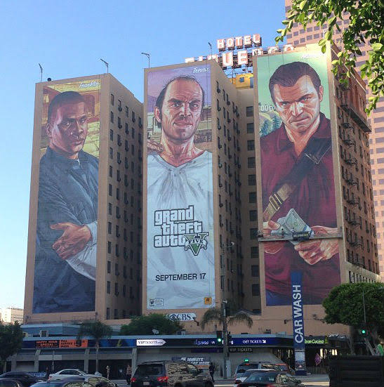 SourceVI's tweet photo. 🚨 LEAKED: GTA 6 is taking over the iconic Hotel Figueroa in Los Angeles again! 

Leaked images of an internal 'Outfront Large Format Wallscapes' pre-production specification document has surfaced online, revealing plans to cover all three of the iconic Hotel Figueroa walls with GTA 6 artwork yet again.

Rockstar have previously used the same walls to promote previous GTA  games ahead of their release. 👀🌴 @thrill_com