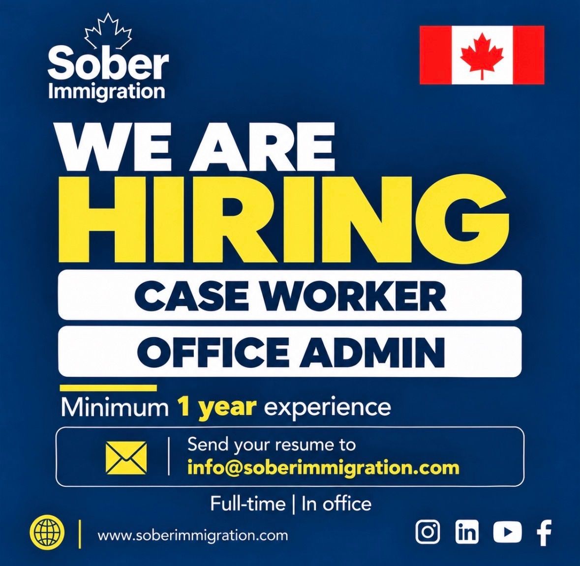 soberimmigrate's tweet photo. 🚨 URGENT HIRING!
📩 Send your resume today: info@soberimmigration.com
#UrgentHiring #HiringNow #WeAreHiring #JobOpening #FullTimeJobs https://t.co/RhhdbFTFME