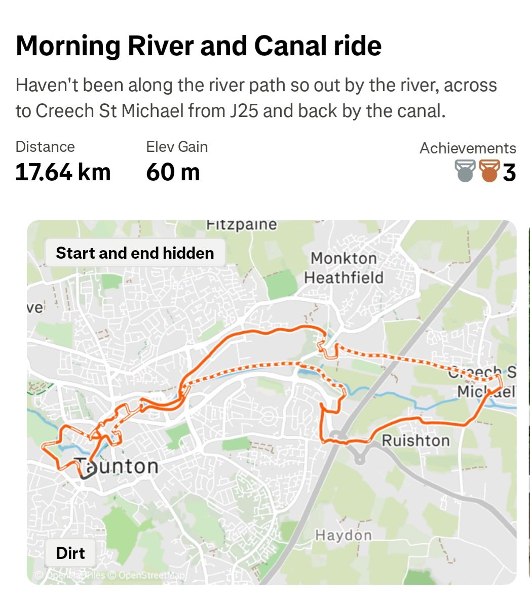 CB_cycles's tweet photo. Went exploring some glavel this morning as I'd never been along the riverside path, so headed out that way and came back to town via the canal #cycling #GenesisBikes #adventurebike #morningride #Taunton https://t.co/CWRbNgfILB