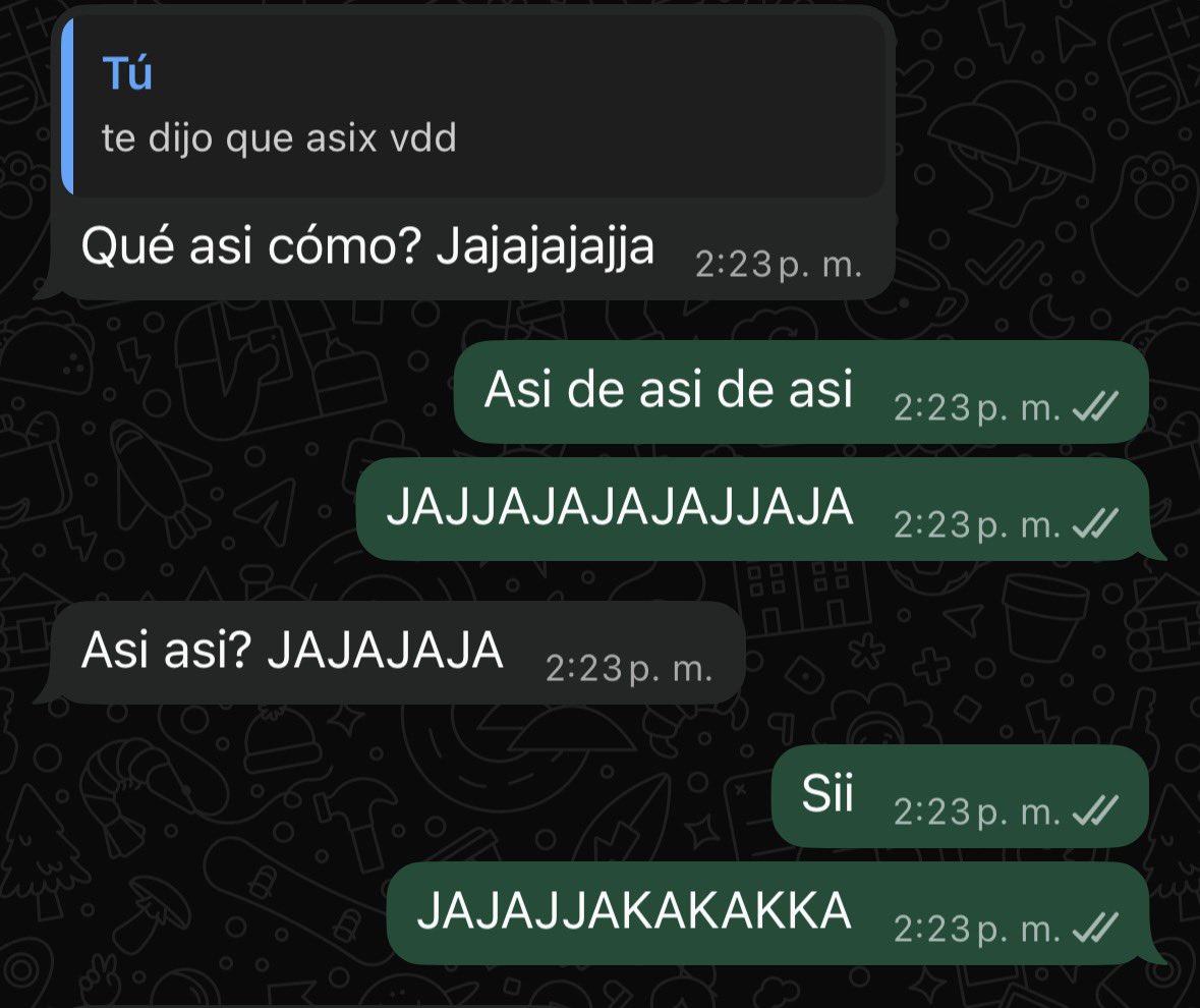 whoislianggg's tweet photo. Anita y yo hablando en clave hasta x whats JAJAJJAJA https://t.co/ffeuoFR7Qb