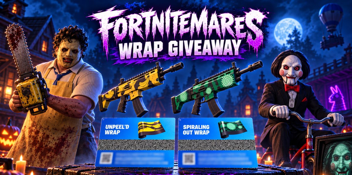 ImmatureGamer's tweet photo. 🎃 FORTNITEMARES GIVEAWAY 🎃

Giving away 2 Fortnite Wrap codes! 

🔸️Unpeel’d
🔸️Spiraling Out

2 WINNERS. One wrap each.

To enter: 
❤️ Like
🔁 Repost
✅ Follow @ImmatureGamer
💬 Reply which wrap you want
Good luck! 💚 https://t.co/1FJl2Rtlcr