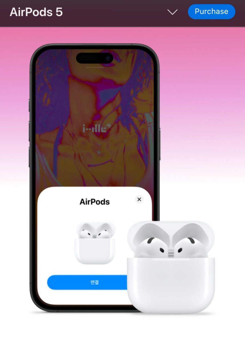 idlepopbase's tweet photo. Apple uses i-dle's "Morning" in promotional images for AirPods 5 on their Korean website. https://t.co/cDMF9ifRtZ