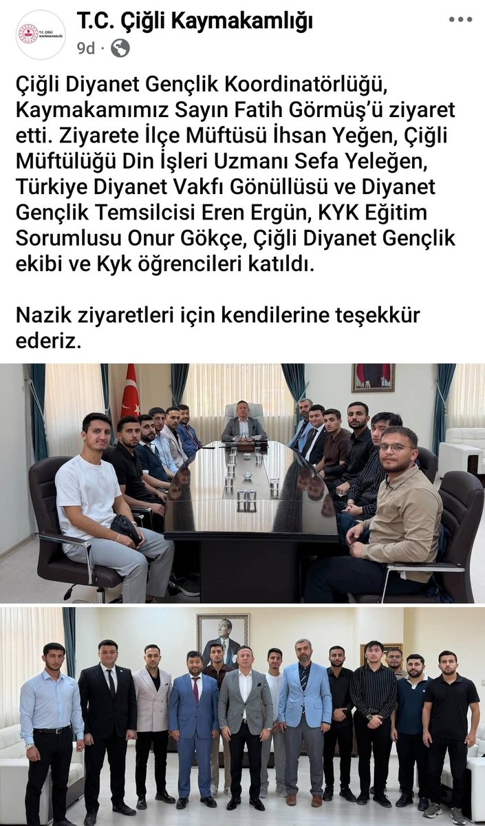 35ErenErguN's tweet photo. Sayın Kaymakamımız Fatih Görmüş’e nazik kabulleri, kıymetli görüşleri ve misafirperverlikleri için teşekkür ederiz... https://t.co/sk5IBPewgf