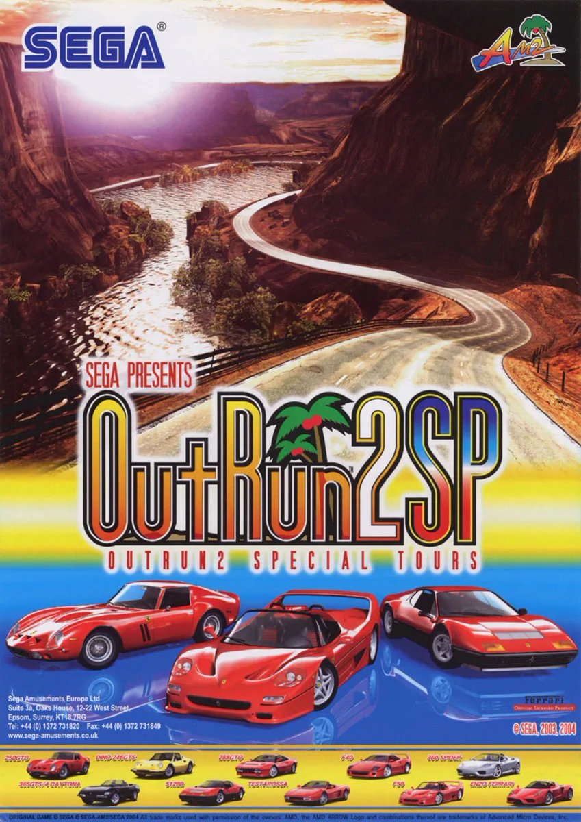 findersflanders's tweet photo. 8. OutRun 2 SP: Special Tours (Arcade)
It's basically just OutRun but with 3D visuals and a few other bells and whistles, and luckily I already like OutRun after playing it multiple times in Yakuza. https://t.co/f0JBv3ISzh