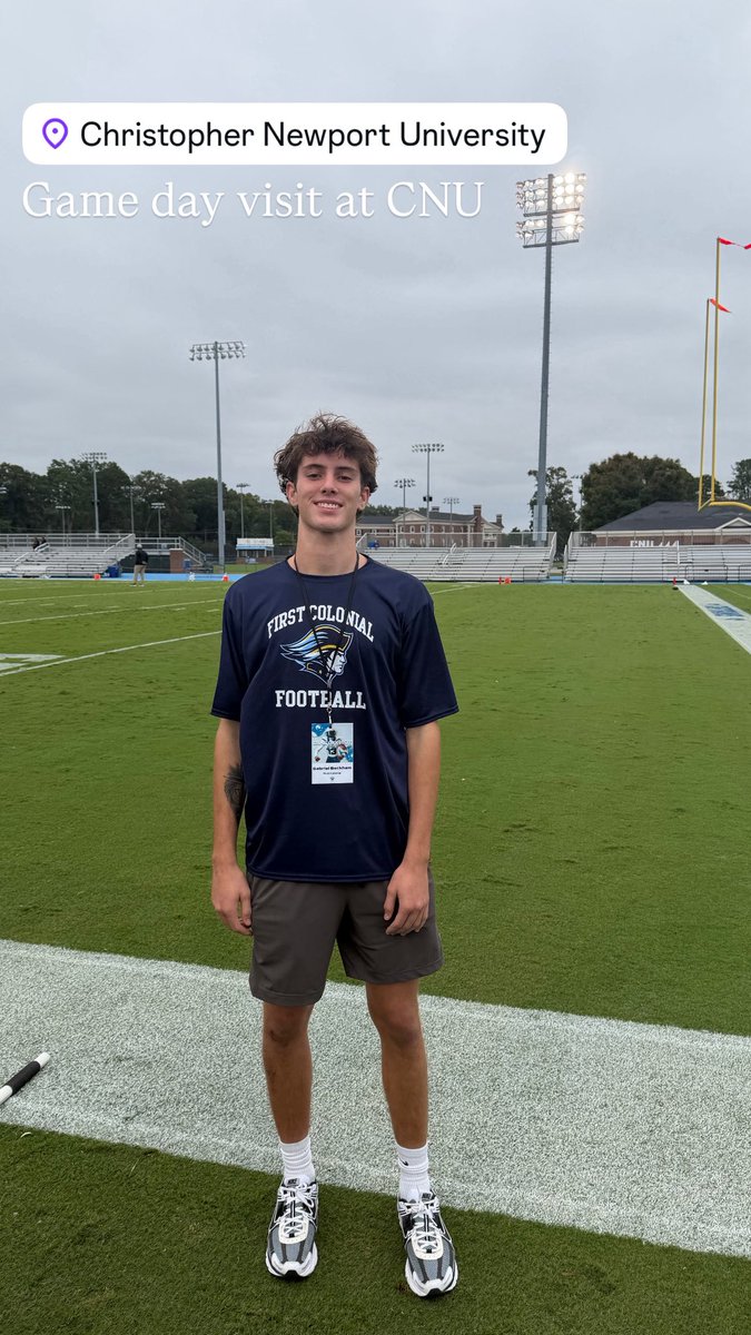 beckhamgabe's tweet photo. Thank you, coaches, for the game day invite! I truly appreciate the opportunity to experience your program. Grateful to have been there! @coach_huntd @cnu_football @FCPatriotsFB @dj_dinsmoor https://t.co/VsgdlFseko