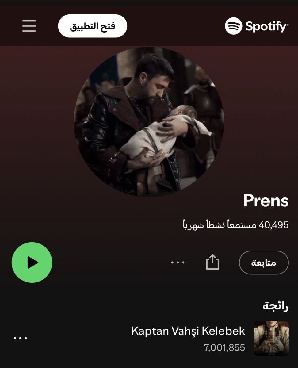 hc_off1's tweet photo. اغنية تشاغلار لي غناها بمسلسل ال��رنس 
تتجاوز7مليون على تطبيق Spotify 👏🖤 
 #Prens #CaglarErtugrul https://t.co/0FmMmjXI7S