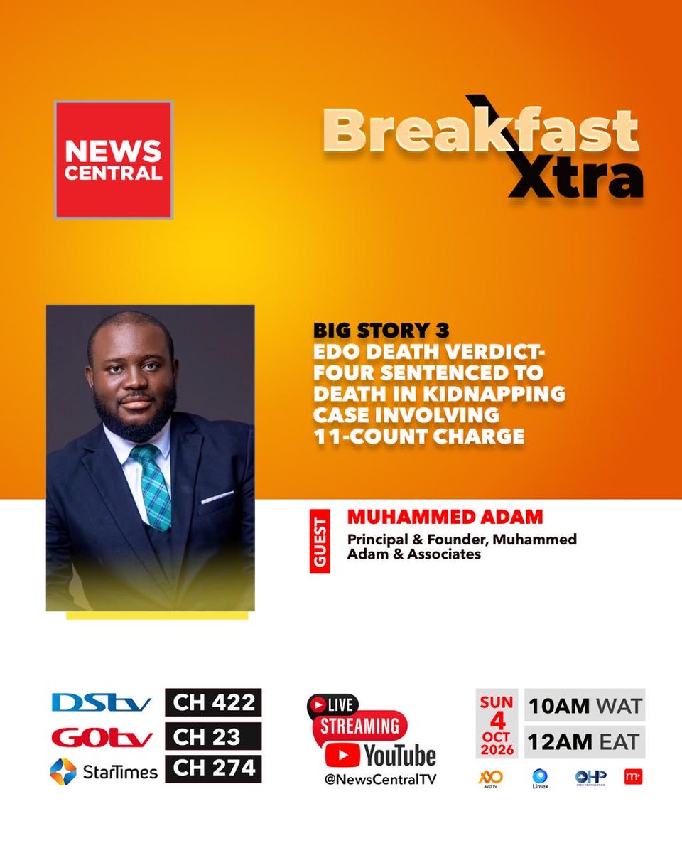 egi_nupe's tweet photo. Tomorrow, I’ll be on TV to discuss a very important issue of national concern. Kidnapping and Death Sentence. Tune in. https://t.co/Bq1PkReXxz