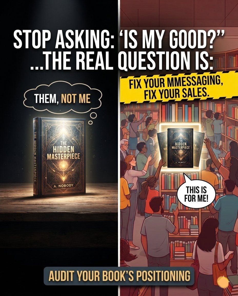 abdulbasitsube's tweet photo. Your book can be genuinely good and still go unnoticed.
Writing is only half the battle. Positioning matters too.
Ask:“Can my ideal reader recognize that this book is for them?”
Fix the positioning. Clarify the message. Reach the right readers.
Drop your genre below.
#IndieAuthor https://t.co/hUldan8gYn