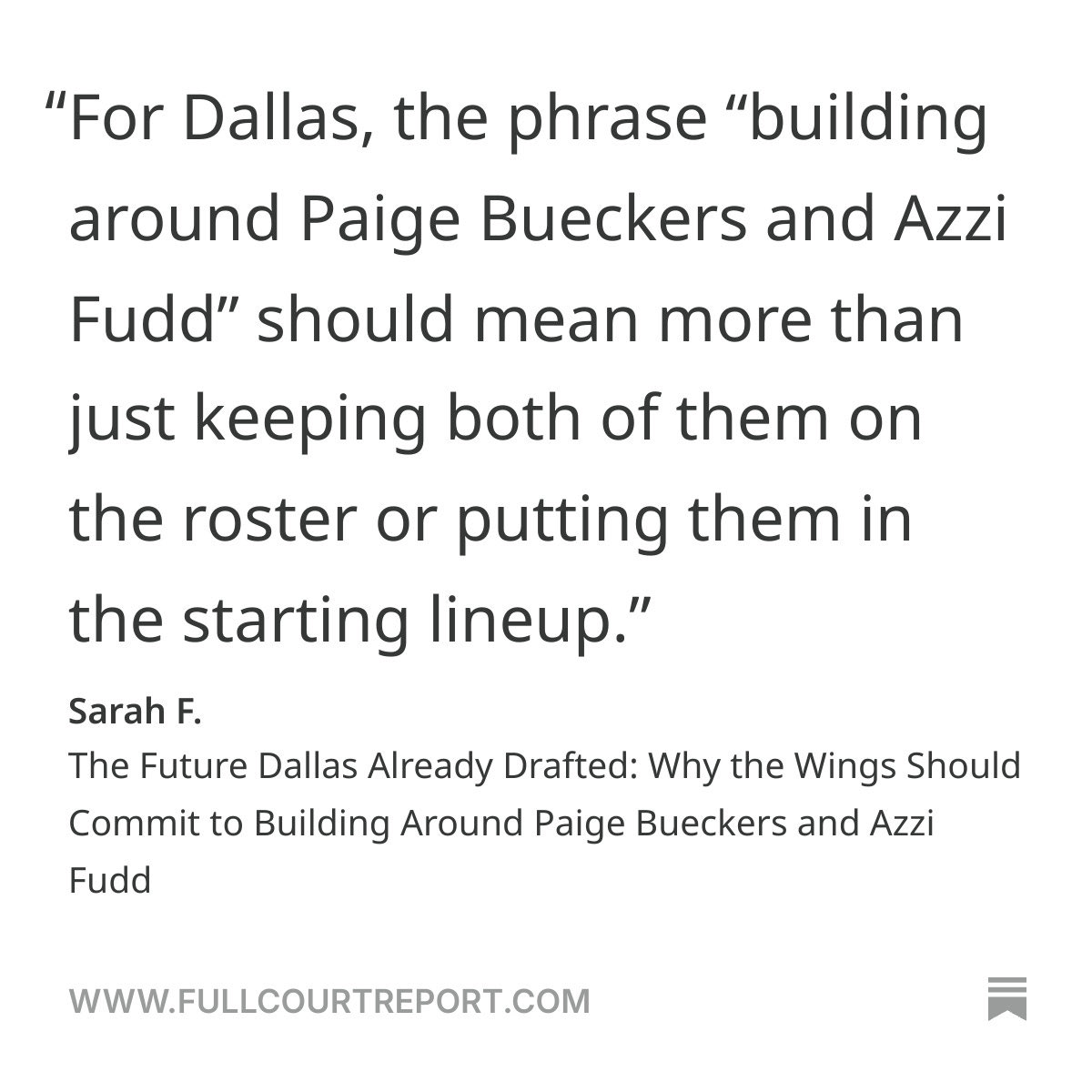 sarahfullcourt's tweet photo. It’s posted! My end of season analysis on Paige Bueckers, Azzi Fudd and
their future with the Dallas Wings #WingsUp 

https://t.co/sFDn8xfcW6 https://t.co/I4ItvPLxv9