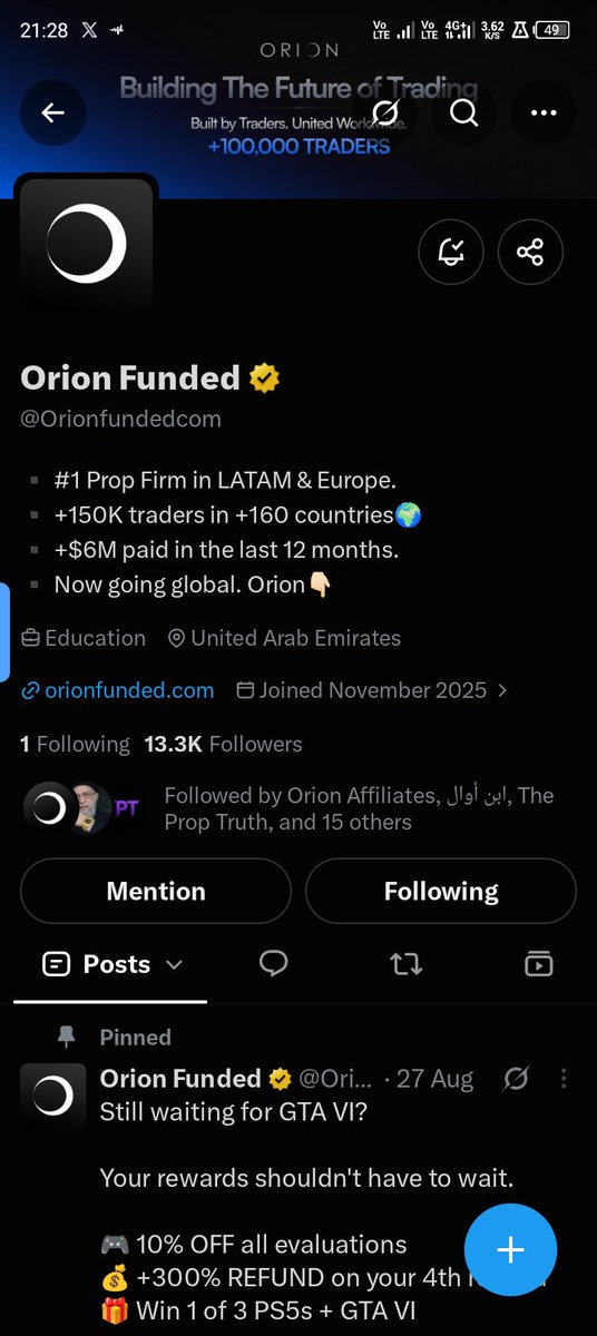 Newmoney010's tweet photo. @Soja4508 @OrionFunded @OrionAffiliates @Orionfundedcom All is done ✅ https://t.co/omD151Z3l6