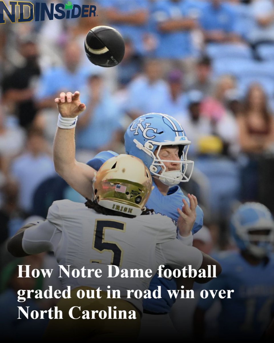 SBTsports's tweet photo. Notre Dame football claimed its 15th straight victory on a rainy Saturday against UNC. Here's how we graded the Irish's effort⬇️

📸 Bob Donnan, IMAGN IMAGES via Reuters Connect
https://t.co/u3nwaa2s0a https://t.co/gwy4p6TeqH