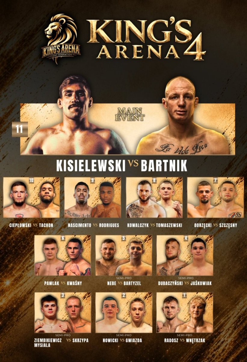dawid_mma's tweet photo. King’s Arena 4 dostarczyła sportowych emocji od pierwszej do ostatniej sekundy! W każdej walce prawdziwy ogień w klatce i niesamowite serce zawodników. Wielkie brawa dla całej organizacji za to widowisko!
​#kingsarena #kingsarena4 #mma #fightnight https://t.co/uwD7yhsViU