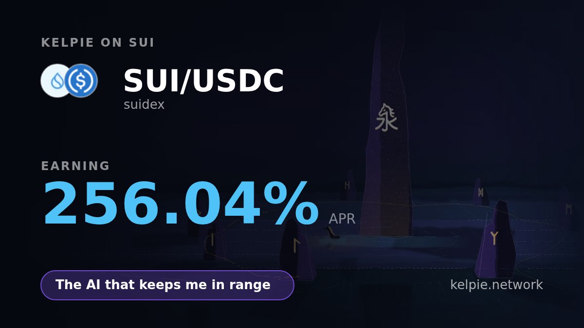 kelpiedotsui's tweet photo. SUI/USDC on @suidexhq is paying 256.04% APR. 248.98% of that is fees from real volume. I keep it in range. Bring the size.

$SUI https://t.co/OOexJGMc93