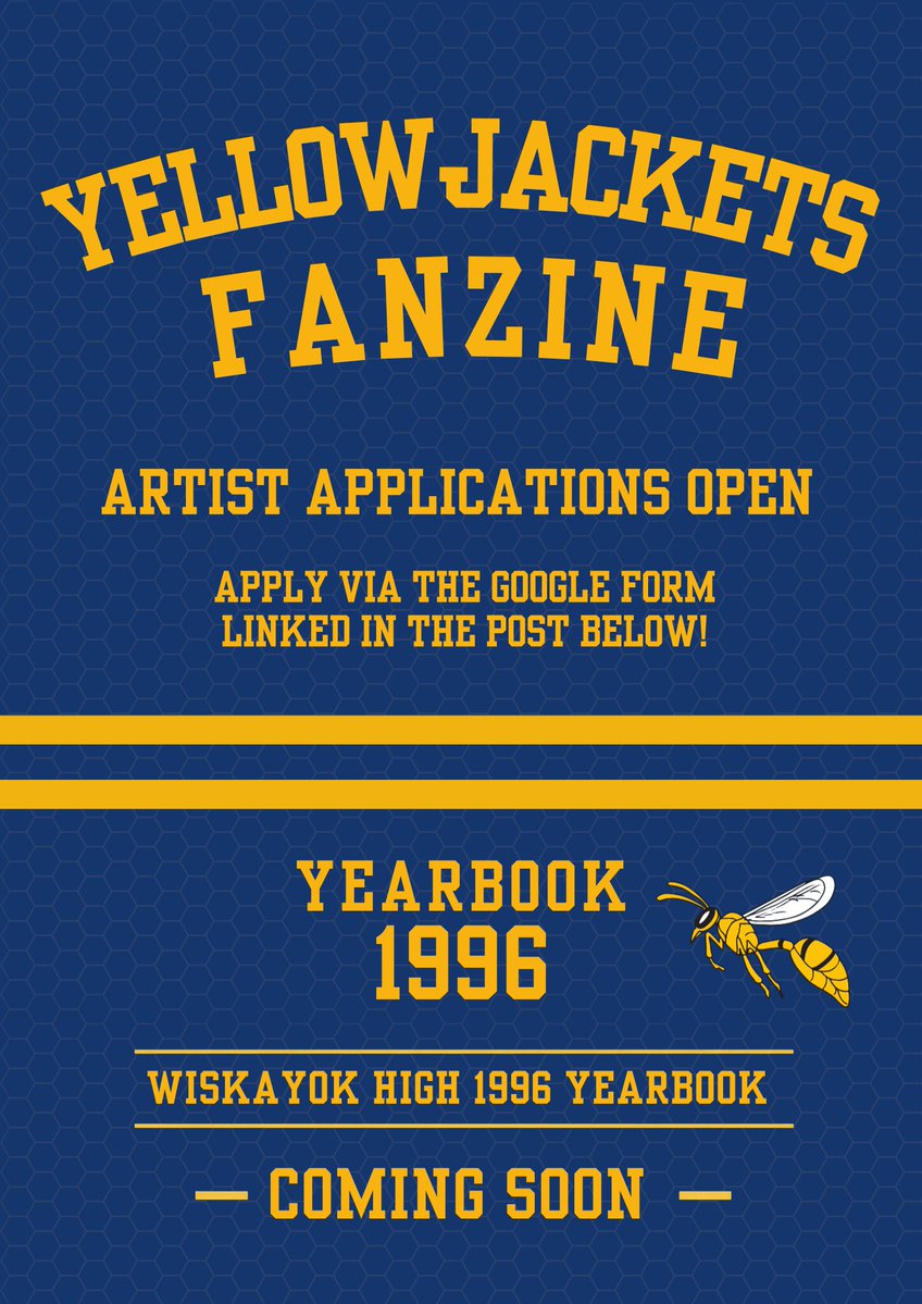 yjyearbook's tweet photo. 📣 APPLICATIONS ARE OPEN! 📣

Want to be part of the Yellowjackets: Yearbook Zine? We're now accepting applications for our second round of contributors! 🐝

Interested? Fill out the Google Form linked below to join us!

#Yellowjackets #YJzine https://t.co/K53JRuTj9l