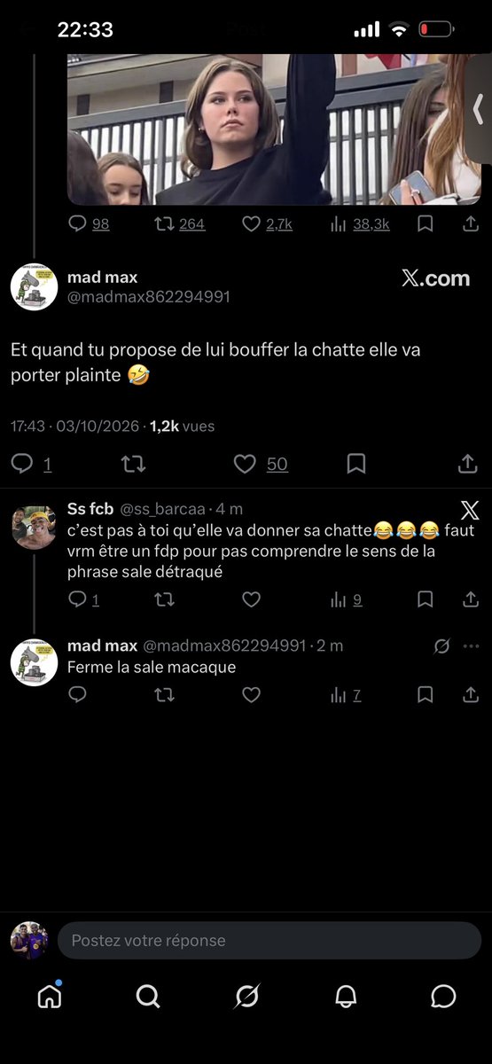 ffhghhap's tweet photo. @madmax862294991 @MarieH395 😂😂😂 t’es une petite pute, en plus d’être un raslard t’es un ptn de pedo, à vouloir lécher la chatte d’une mineure espèce de pedophile, bloque moi autant que tu veux j’ai pleinnnn de comptes https://t.co/dgxmLVLlP9