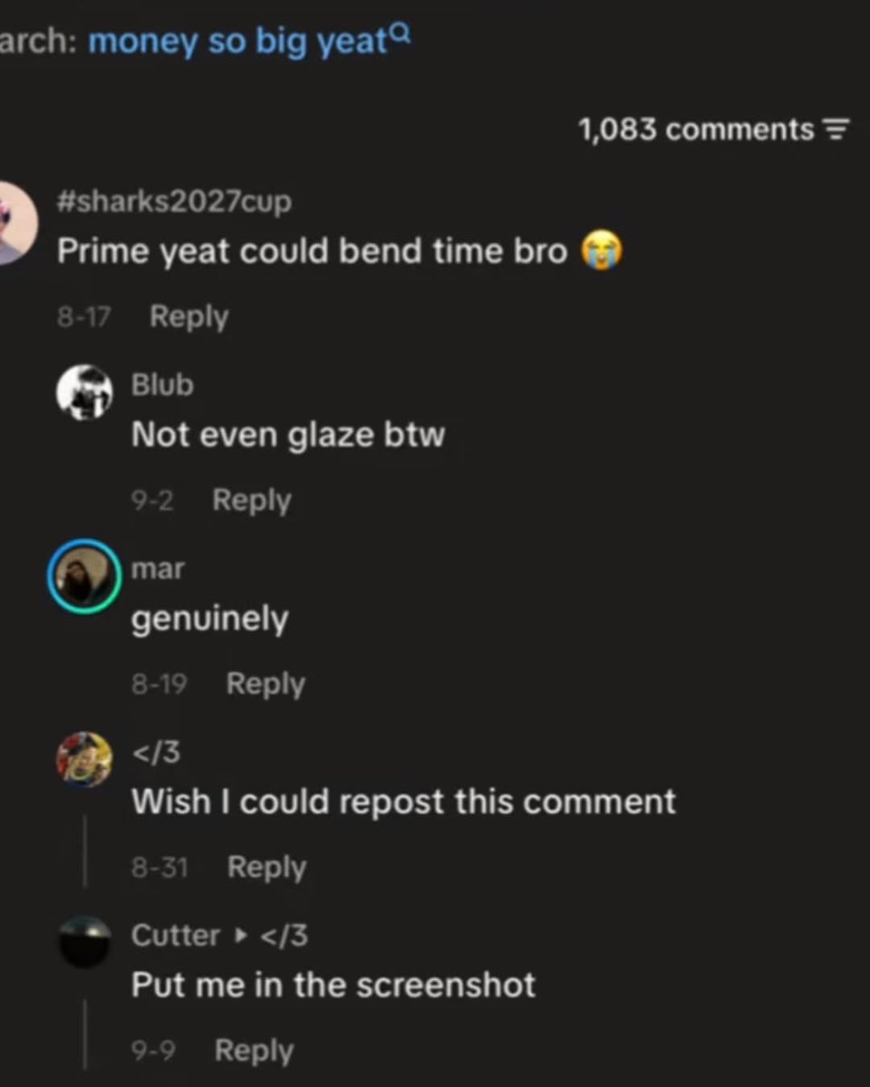 YeatEmpire's tweet photo. These TikTok comments about “Prime Yeat” are insane😭🔥 https://t.co/MF9Nfyj9vW