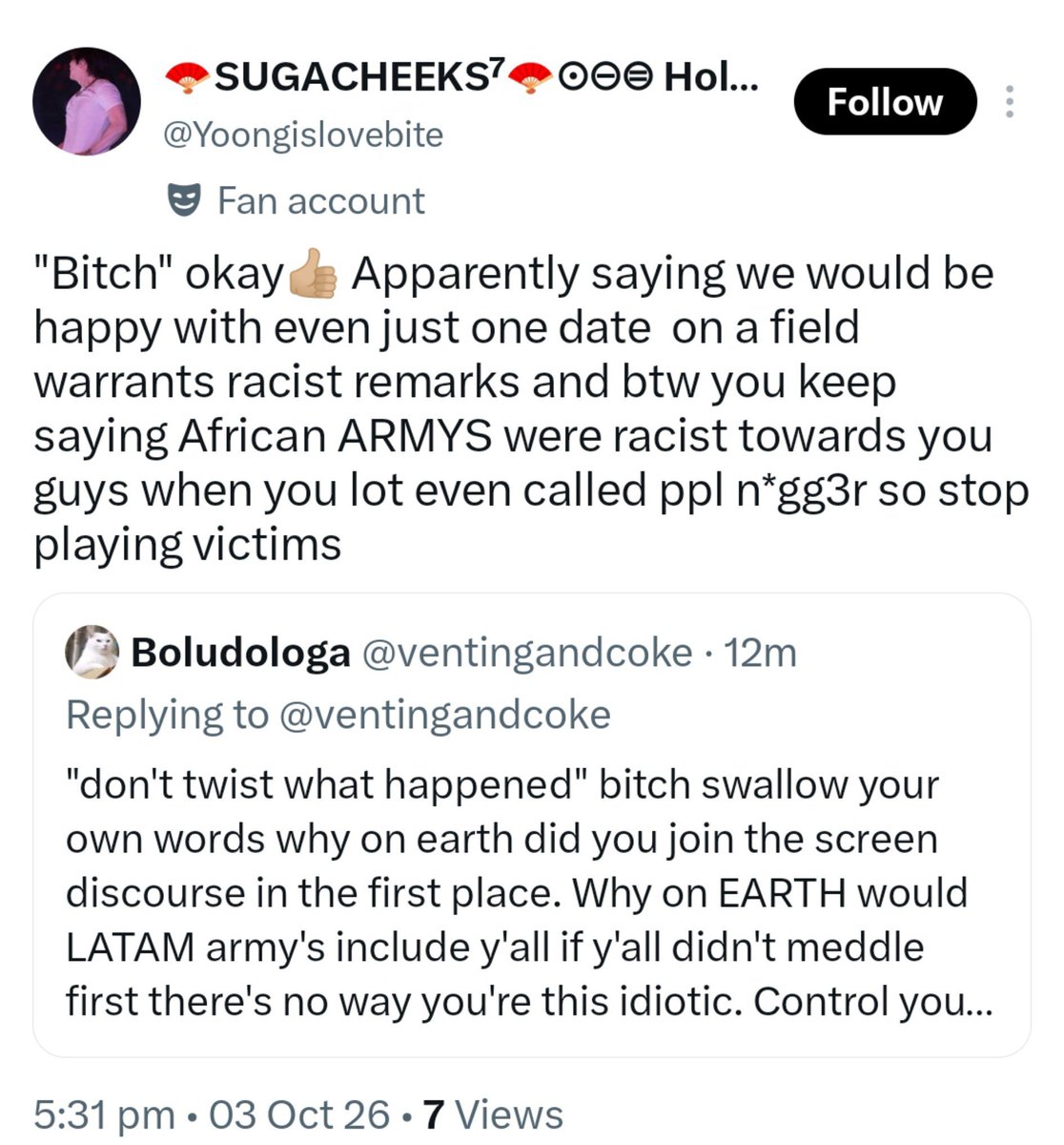 ventingandcoke's tweet photo. They truly deluded themselves into thinking them demanding dates (invalidating the LATAM discourse as a catalyst for giving pity) is what started making people angry not them saying we are ungrateful animals who should have their concerts cancelled and wishing us to die https://t.co/bQFn5CNp2e
