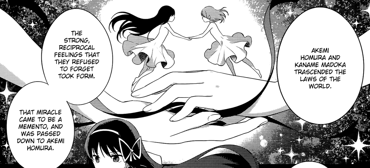 YuriReader35031's tweet photo. Personalmente, creo que Madoka sí ama a Homura, pero no es consciente.
En Wraith Arc se dice que sus sentimientos son mutuos y las seiyuus dijeron que Madoka no entiende el romance.
Probablemente ni siquiera sepa los sentimientos de Homura (no estaba durante el "es amor"). https://t.co/g12aSGppPN