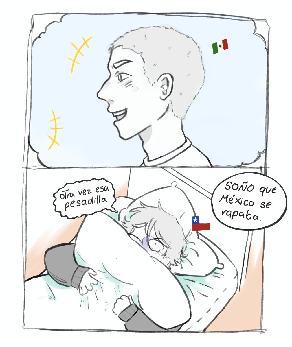intip0hz's tweet photo. 🇨🇱Chile soñó que México se pelaba

#countryhumans #Mexchi 🇲🇽🇨🇱 https://t.co/5dQ3rRWfyn
