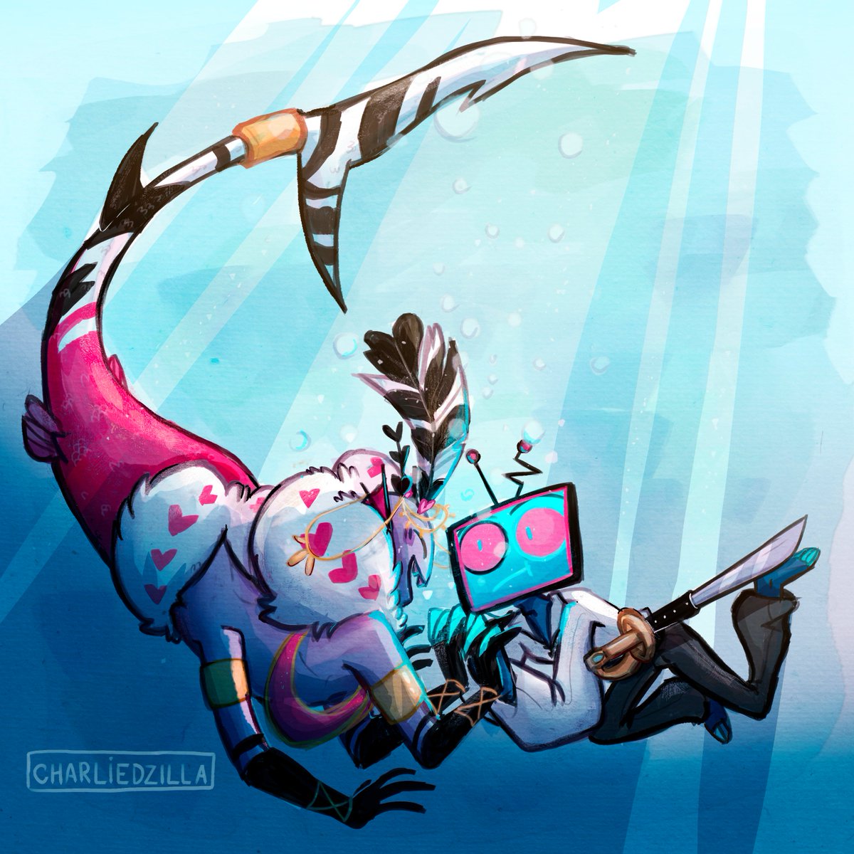 Charliedzilla's tweet photo. They cannot hear your gay thoughts under the water. https://t.co/M5UHDnSw7n