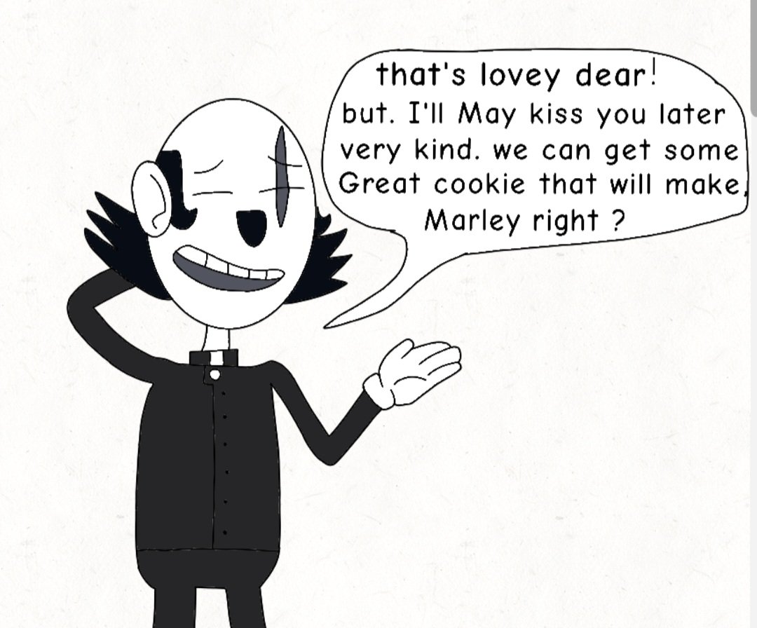 Mr_Markovic_204's tweet photo. Marley how she ask chester for kiss her and make cookie or she will tickle at him. I made this part pic together at comic. Like this. ^w^

Marley the Kind-Ghost-Woman : If YOU kiss me, I’ll bake cookies for you! 🍪 BUT if you refuse...I’LL TICKLE YOU! 😈

#Bendy #comic #oc #art https://t.co/YOnTHIHmd9