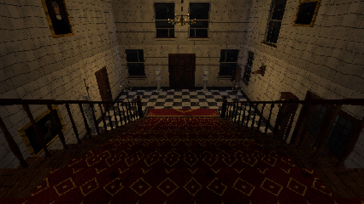 HeyHeyThereeee's tweet photo. Resident Evil's door animations weren't only there for suspense: while the door creaked open, the PS1 was reading the next room off the disc.

Eleven PS1-style horror interiors, mansion to hospital, with furniture and props: https://t.co/S299yXC84o
#PSX #gamedev https://t.co/JI9LffPSzj