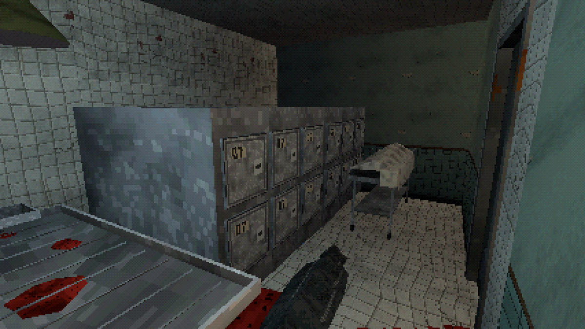 HeyHeyThereeee's tweet photo. Resident Evil's door animations weren't only there for suspense: while the door creaked open, the PS1 was reading the next room off the disc.

Eleven PS1-style horror interiors, mansion to hospital, with furniture and props: https://t.co/S299yXC84o
#PSX #gamedev https://t.co/JI9LffPSzj